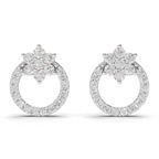 0.94 Carat Cluster and Open Circle Diamond Studs earrings 14K - Rose Gold