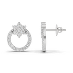 0.94 Carat Cluster and Open Circle Diamond Studs earrings 14K - White Gold
