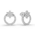 0.94 Carat Cluster and Open Circle Diamond Studs earrings 14K - White Gold