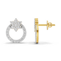 0.94 Carat Cluster and Open Circle Diamond Studs earrings 14K