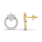 0.94 Carat Cluster and Open Circle Diamond Studs earrings 14K