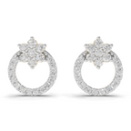 0.94 Carat Cluster and Open Circle Diamond Studs earrings 14K