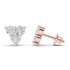 1.05 Carat Three-Stone Diamond Cluster Stud earrings 14K - Rose Gold