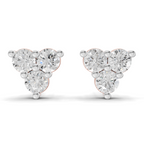 1.05 Carat Three-Stone Diamond Cluster Stud earrings 14K - Rose Gold