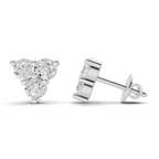 1.05 Carat Three-Stone Diamond Cluster Stud earrings 14K - White Gold