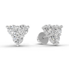 1.05 Carat Three-Stone Diamond Cluster Stud earrings 14K - White Gold