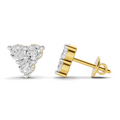 1.05 Carat Three-Stone Diamond Cluster Stud earrings 14K