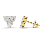 1.05 Carat Three-Stone Diamond Cluster Stud earrings 14K