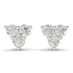 1.05 Carat Three-Stone Diamond Cluster Stud earrings 14K