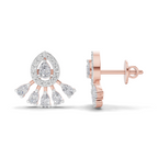 0.96 Carat Diamond Drop Fan Earrings 14K - Rose Gold