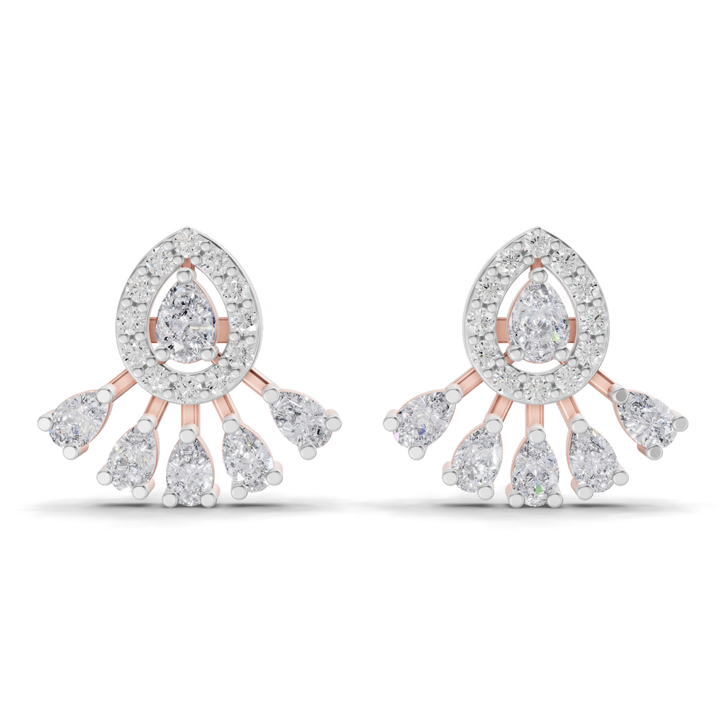 0.96 Carat Diamond Drop Fan Earrings 14K - Rose Gold