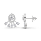 0.96 Carat Diamond Drop Fan Earrings 14K - White Gold