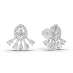 0.96 Carat Diamond Drop Fan Earrings 14K - White Gold