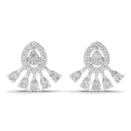 0.96 Carat Diamond Drop Fan Earrings 14K - White Gold