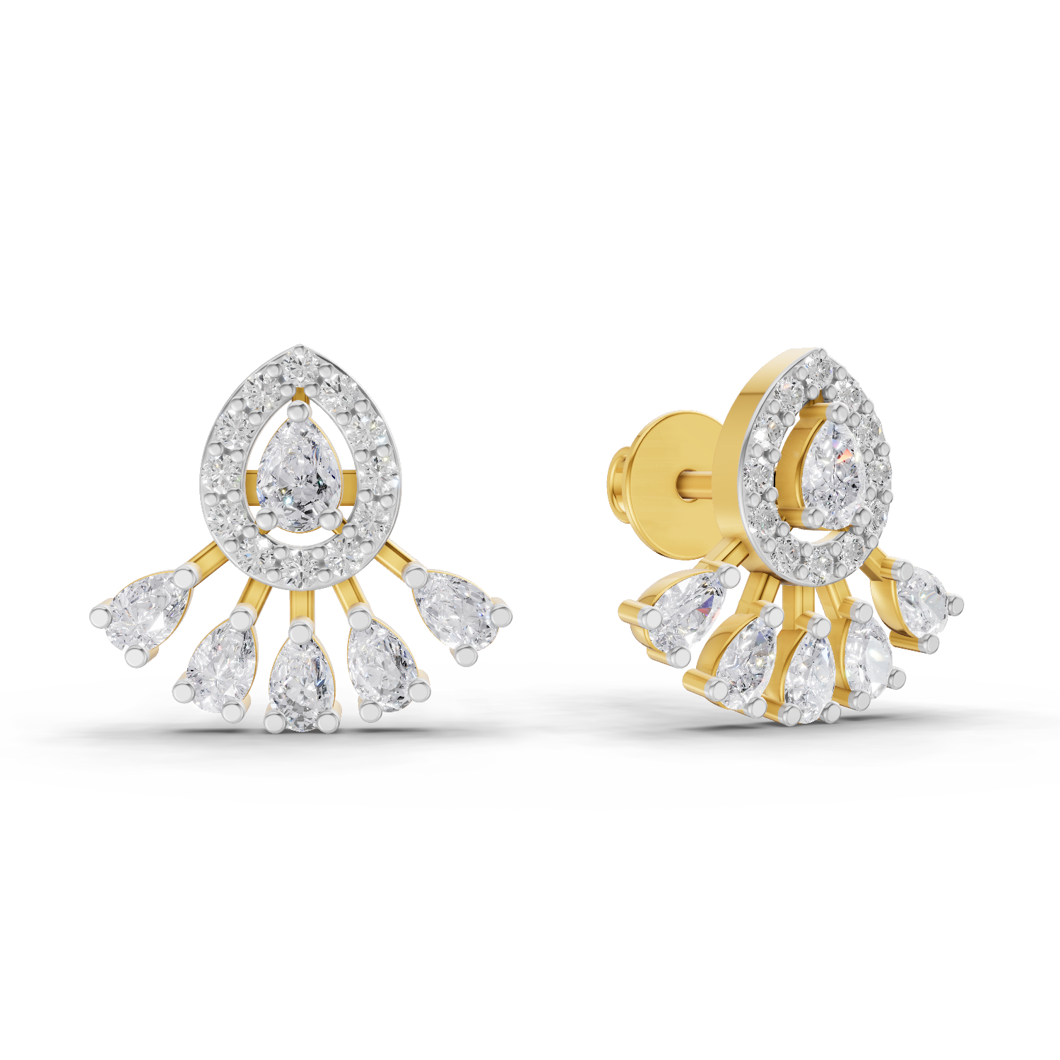 0.96 Carat Diamond Drop Fan Earrings 14K