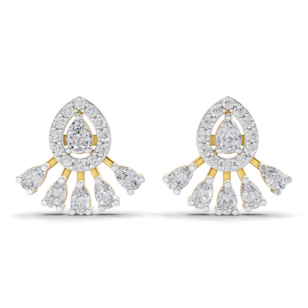 0.96 Carat Diamond Drop Fan Earrings 14K