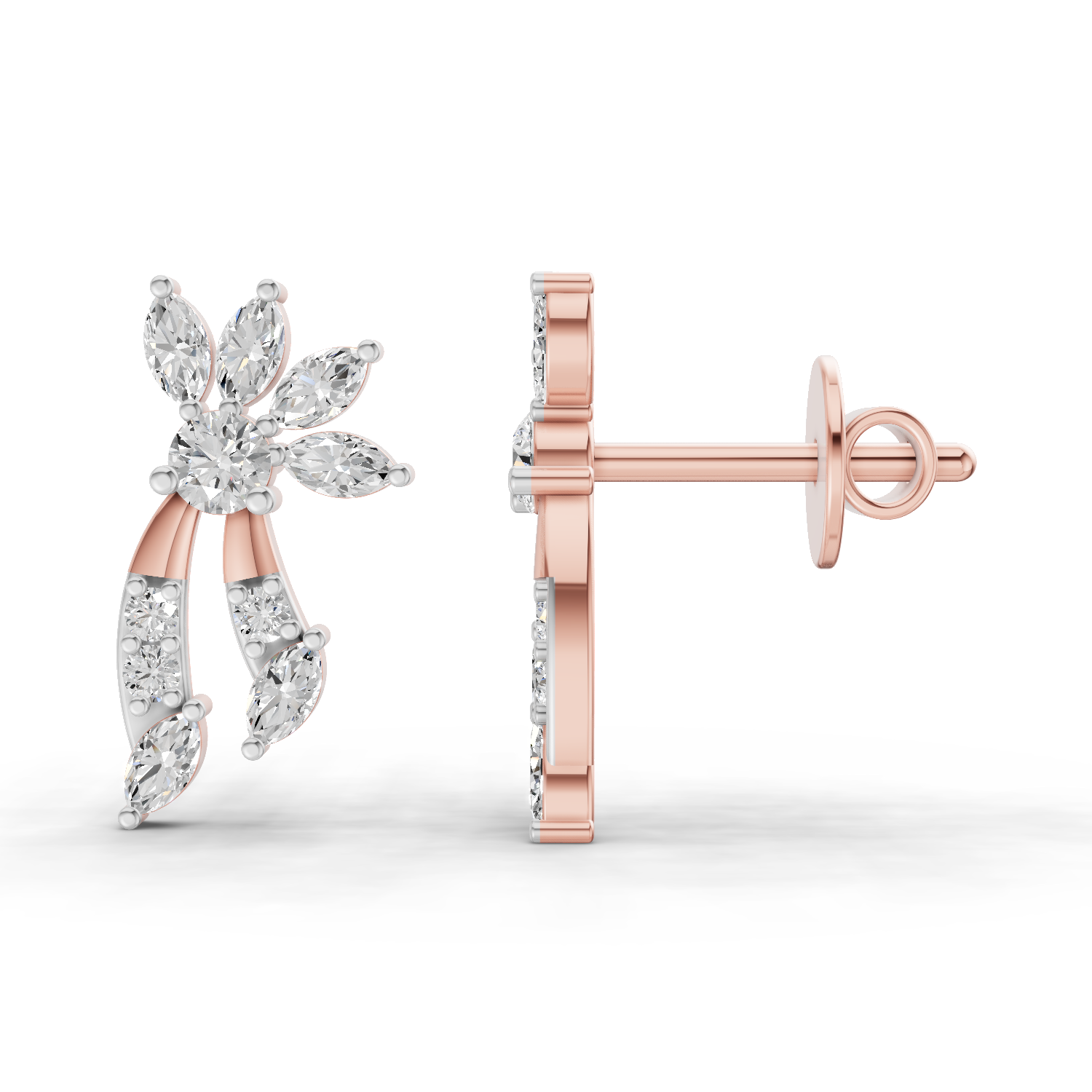 0.68 Carat Flora Curve Earrings 14K - Rose Gold