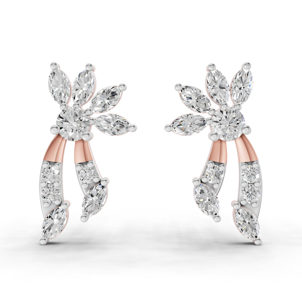 0.68 Carat Flora Curve Earrings 14K - Rose Gold