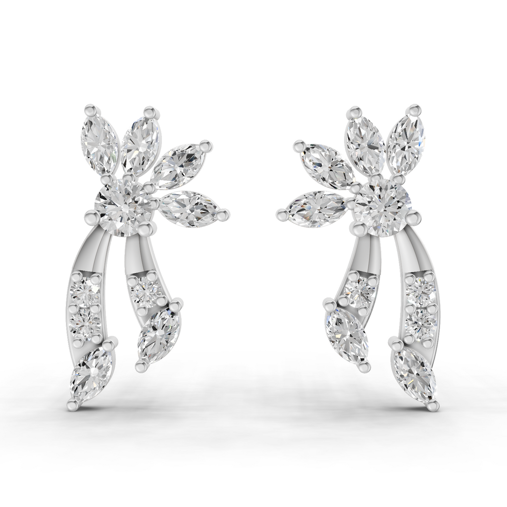 0.68 Carat Flora Curve Earrings 14K - White Gold