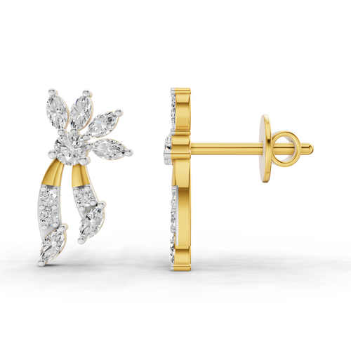 0.68 Carat Flora Curve Earrings 14K