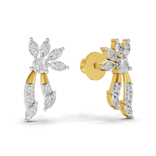 0.68 Carat Flora Curve Earrings 14K