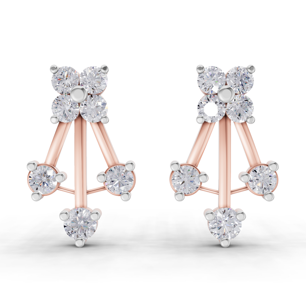 0.41 Carat Diamond Fan Front Earrings 14K - Rose Gold
