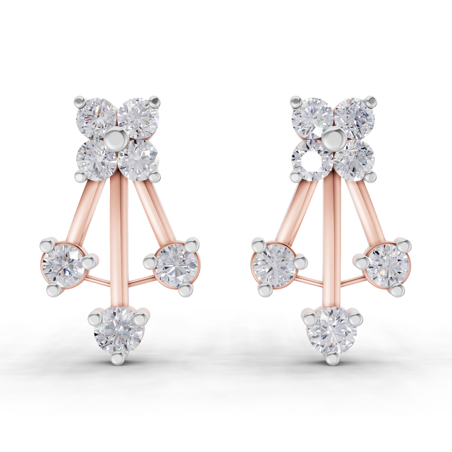0.41 Carat Diamond Fan Front Earrings 14K - Rose Gold