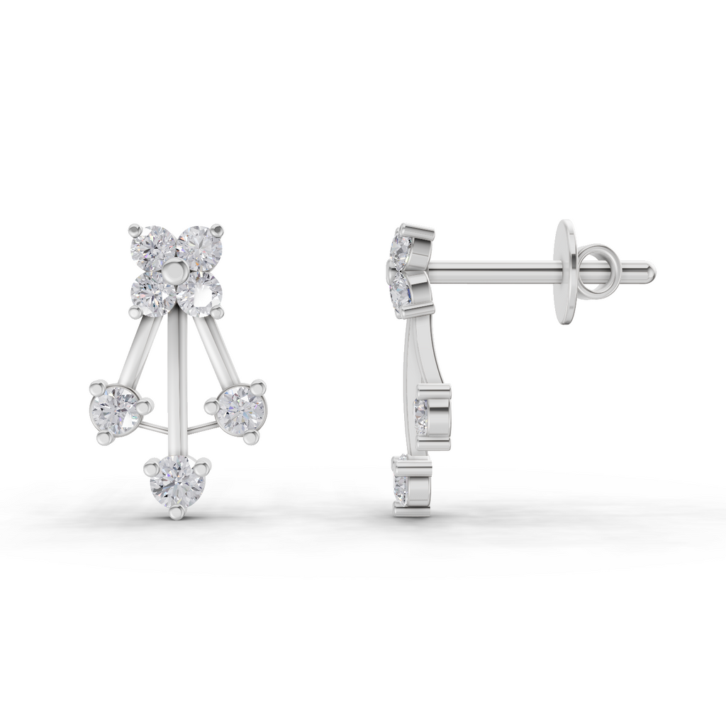 0.41 Carat Diamond Fan Front Earrings 14K - White Gold