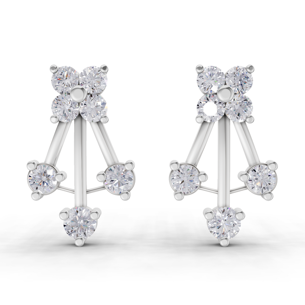 0.41 Carat Diamond Fan Front Earrings 14K - White Gold