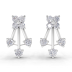 0.41 Carat Diamond Fan Front Earrings 14K - White Gold
