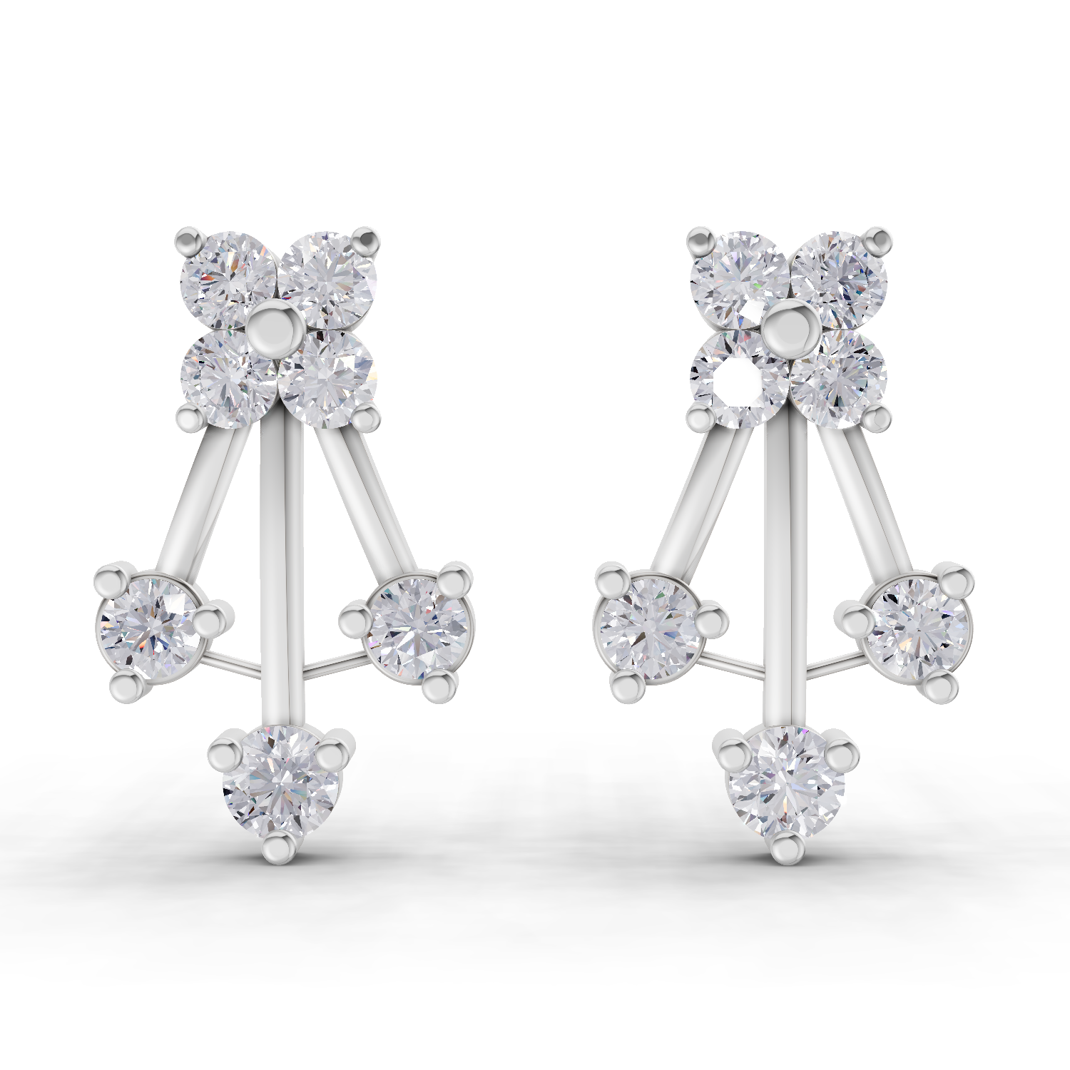 0.41 Carat Diamond Fan Front Earrings 14K - White Gold