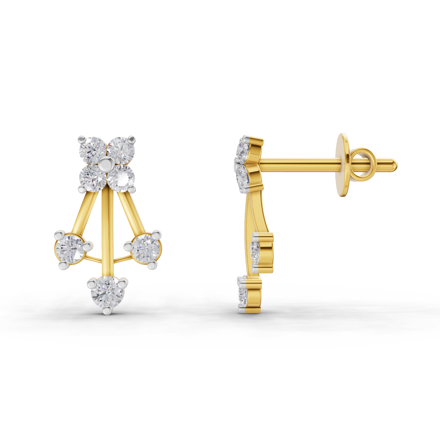 0.41 Carat Diamond Fan Front Earrings 14K