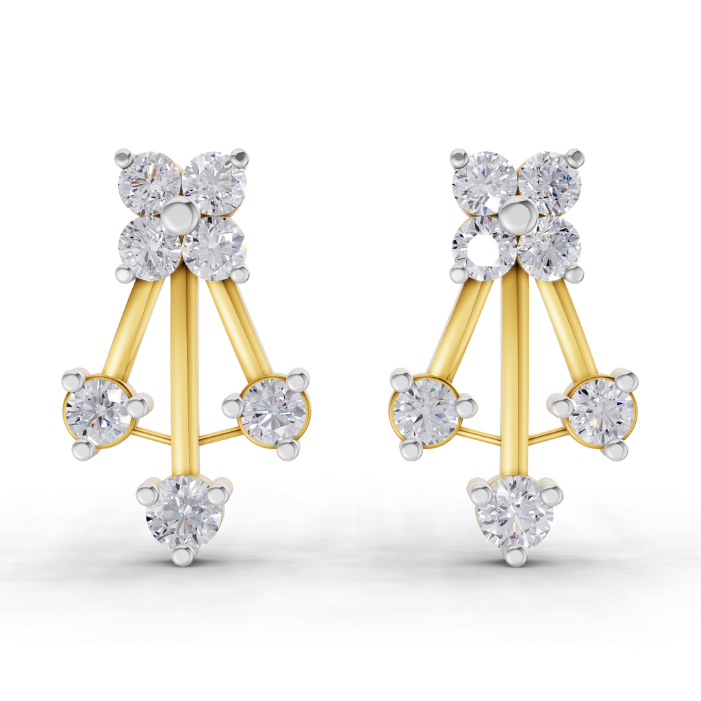 0.41 Carat Diamond Fan Front Earrings 14K