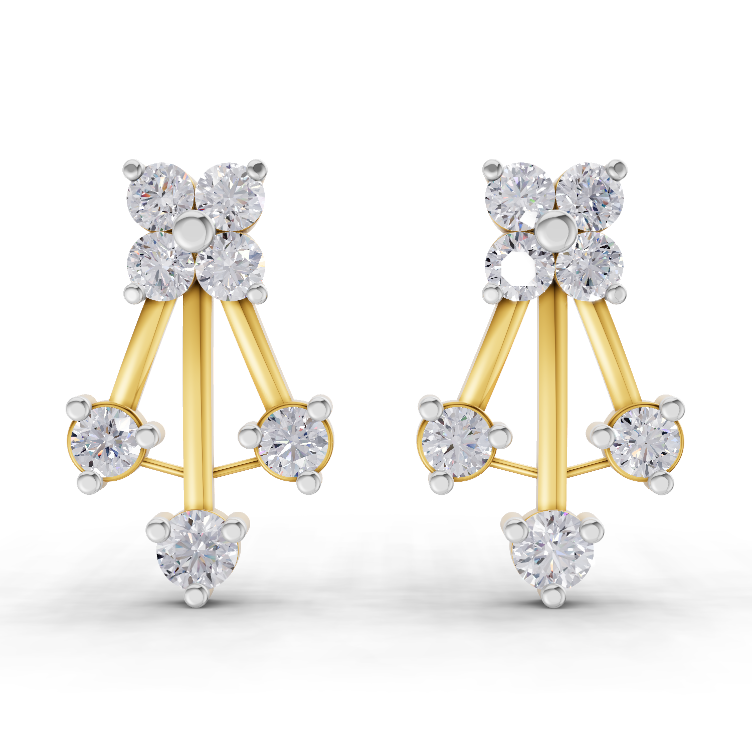 0.41 Carat Diamond Fan Front Earrings 14K