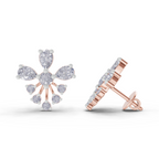 1.54 Carat Diamond Cluster Stud Earrings 14K - Rose Gold