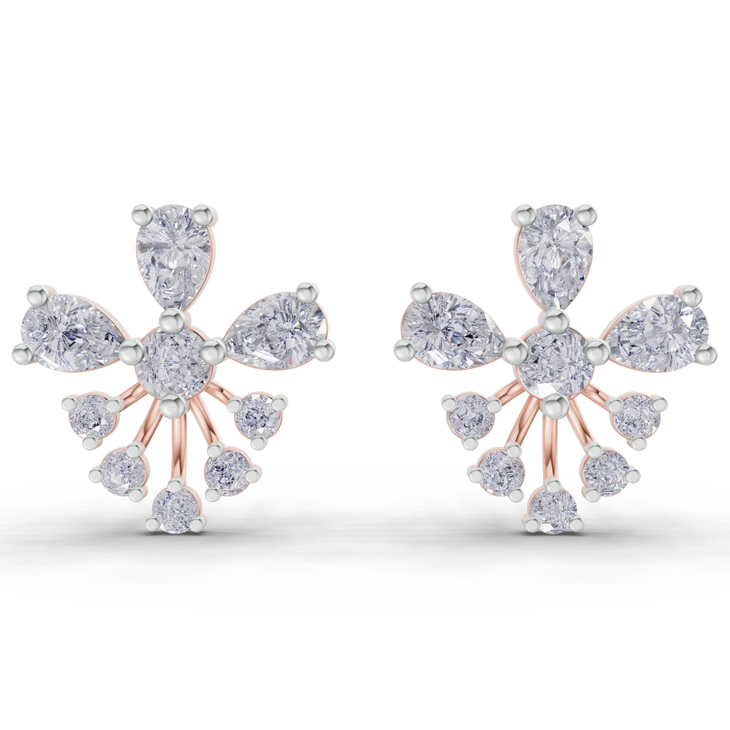 1.54 Carat Diamond Cluster Stud Earrings 14K - Rose Gold