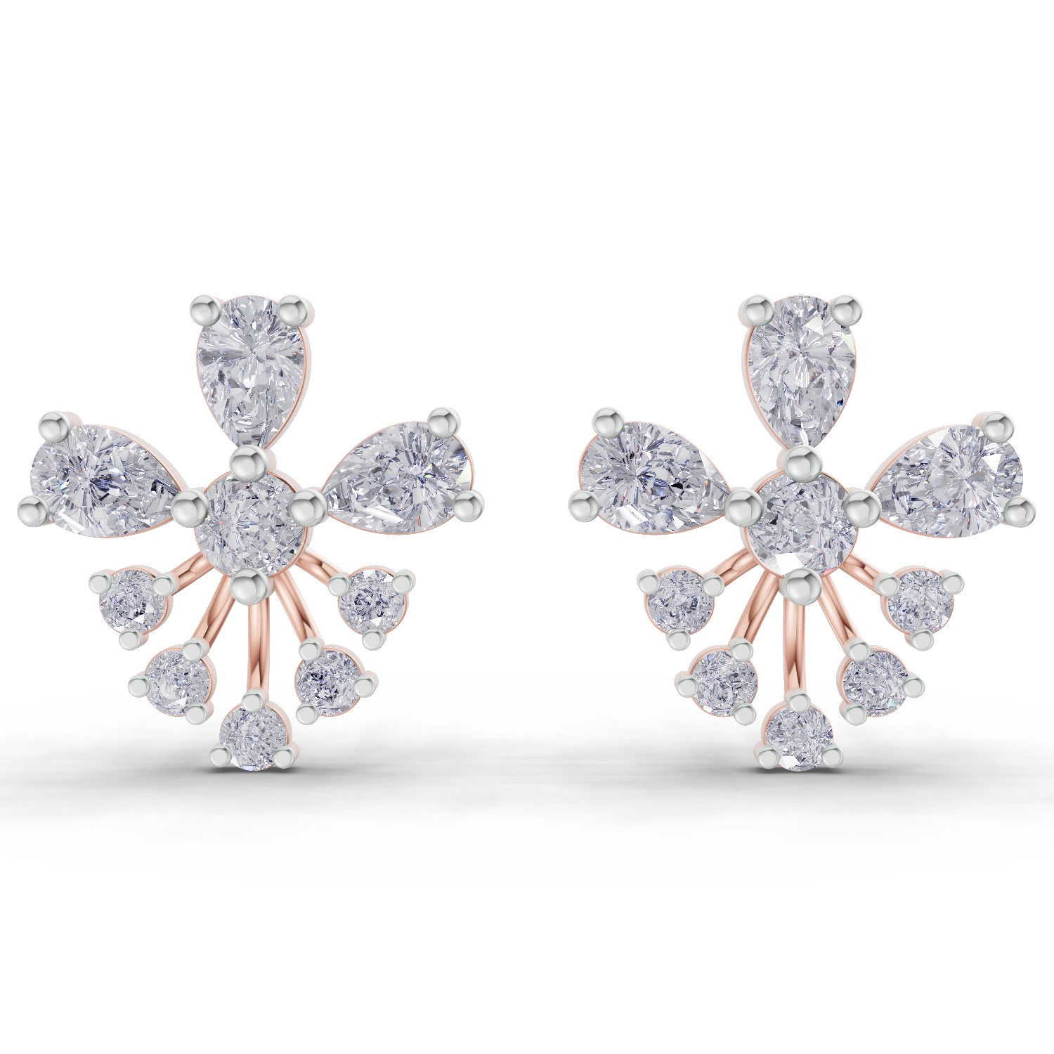 1.54 Carat Diamond Cluster Stud Earrings 14K - Rose Gold
