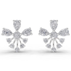 1.54 Carat Diamond Cluster Stud Earrings 14K - White Gold