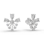 1.54 Carat Diamond Cluster Stud Earrings 14K - White Gold
