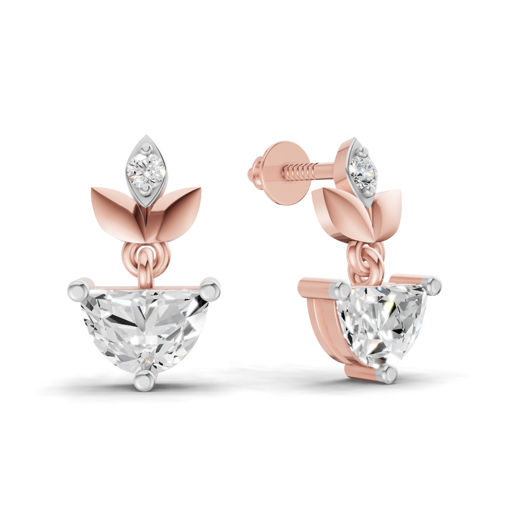 1.07 Carat Luna Leaf Diamond Earrings 14K - Rose Gold