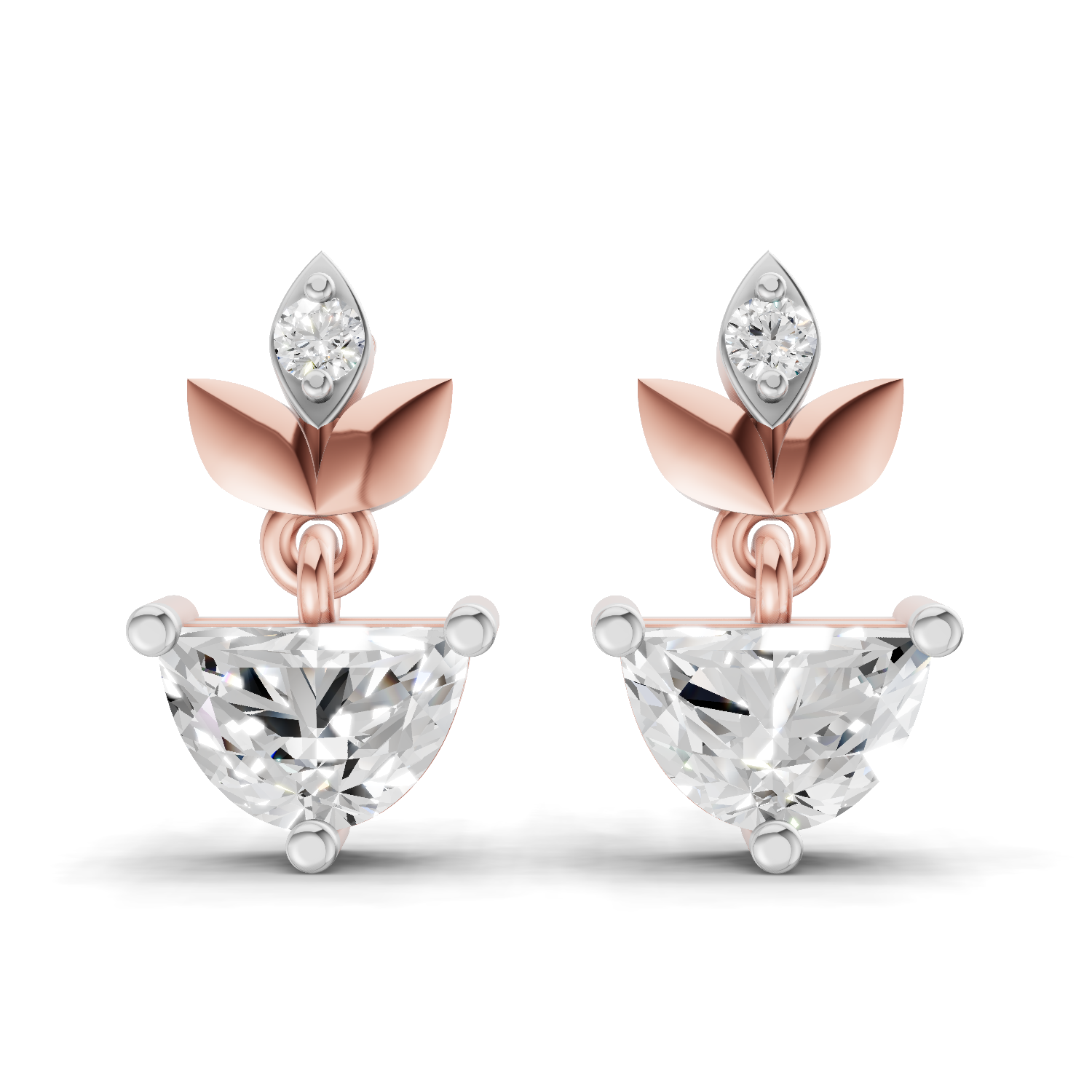 1.07 Carat Luna Leaf Diamond Earrings 14K - Rose Gold