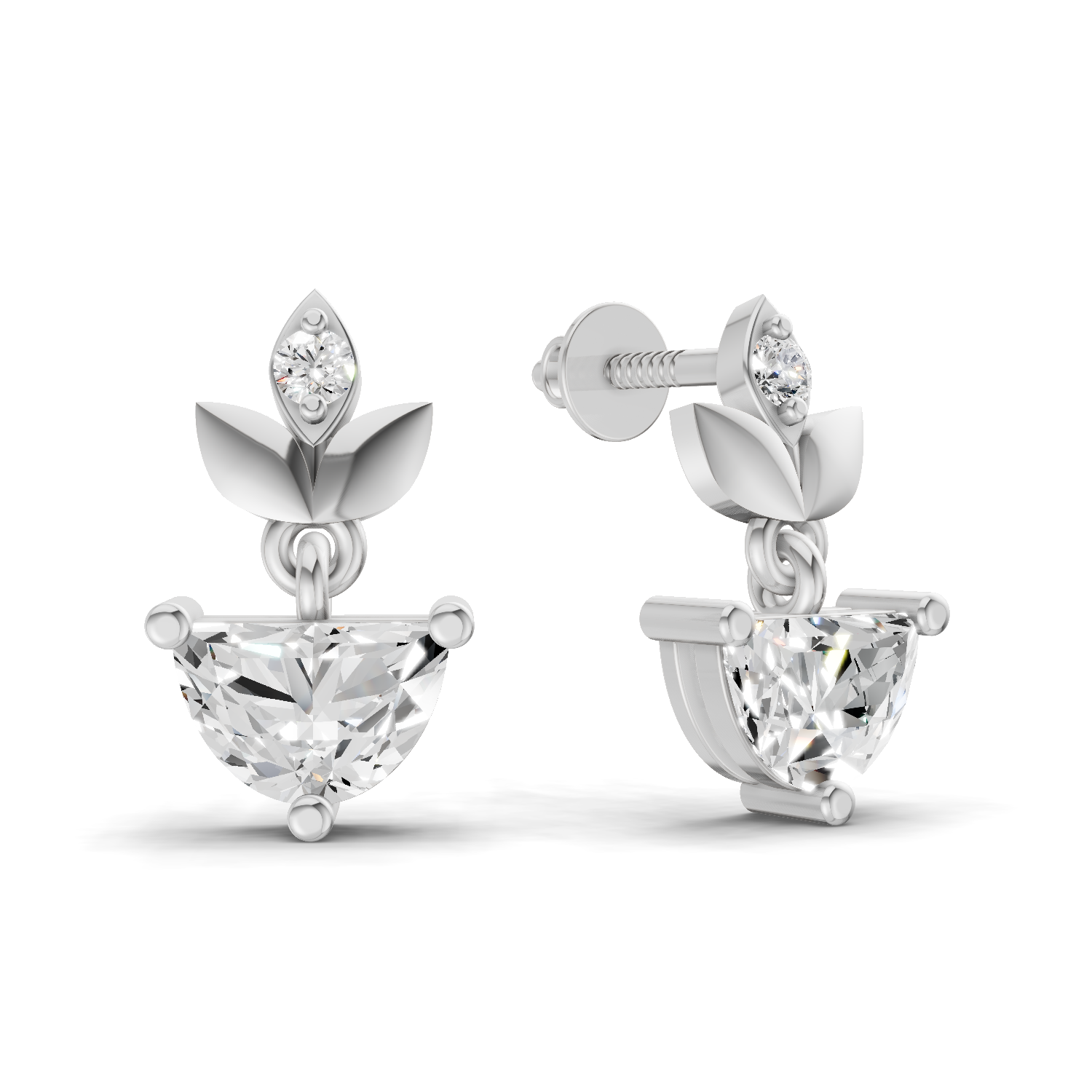 1.07 Carat Luna Leaf Diamond Earrings 14K - White Gold