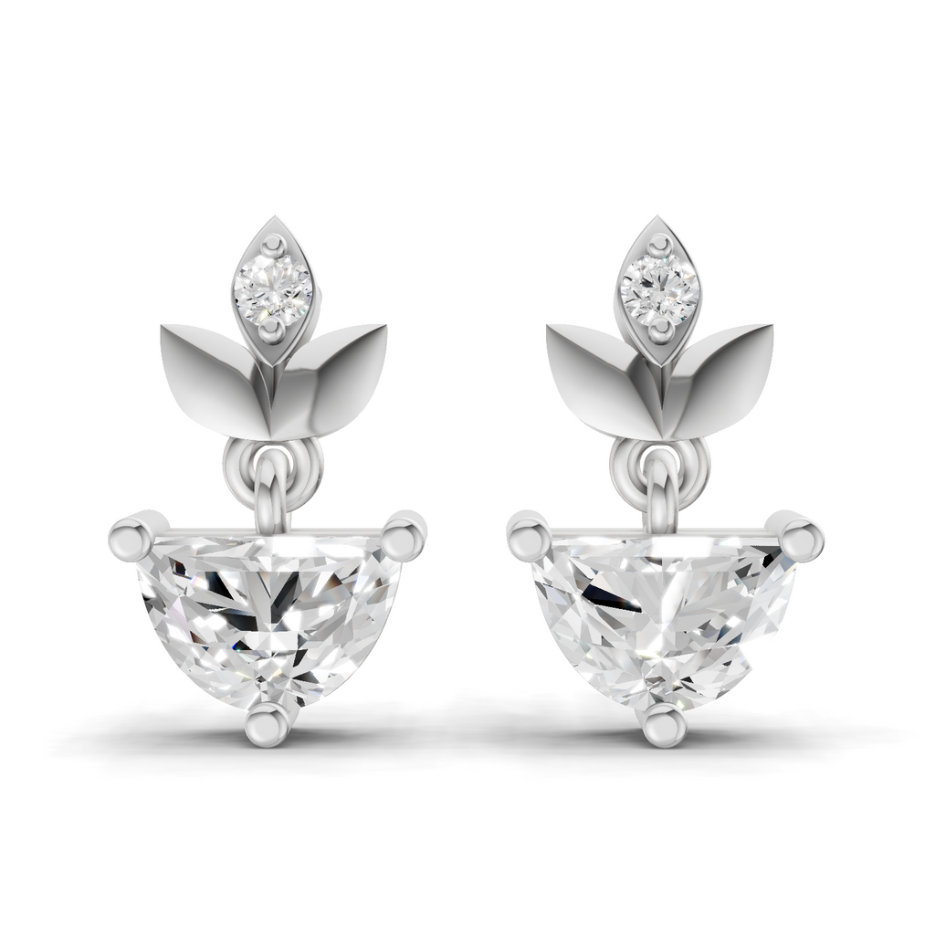 1.07 Carat Luna Leaf Diamond Earrings 14K - White Gold