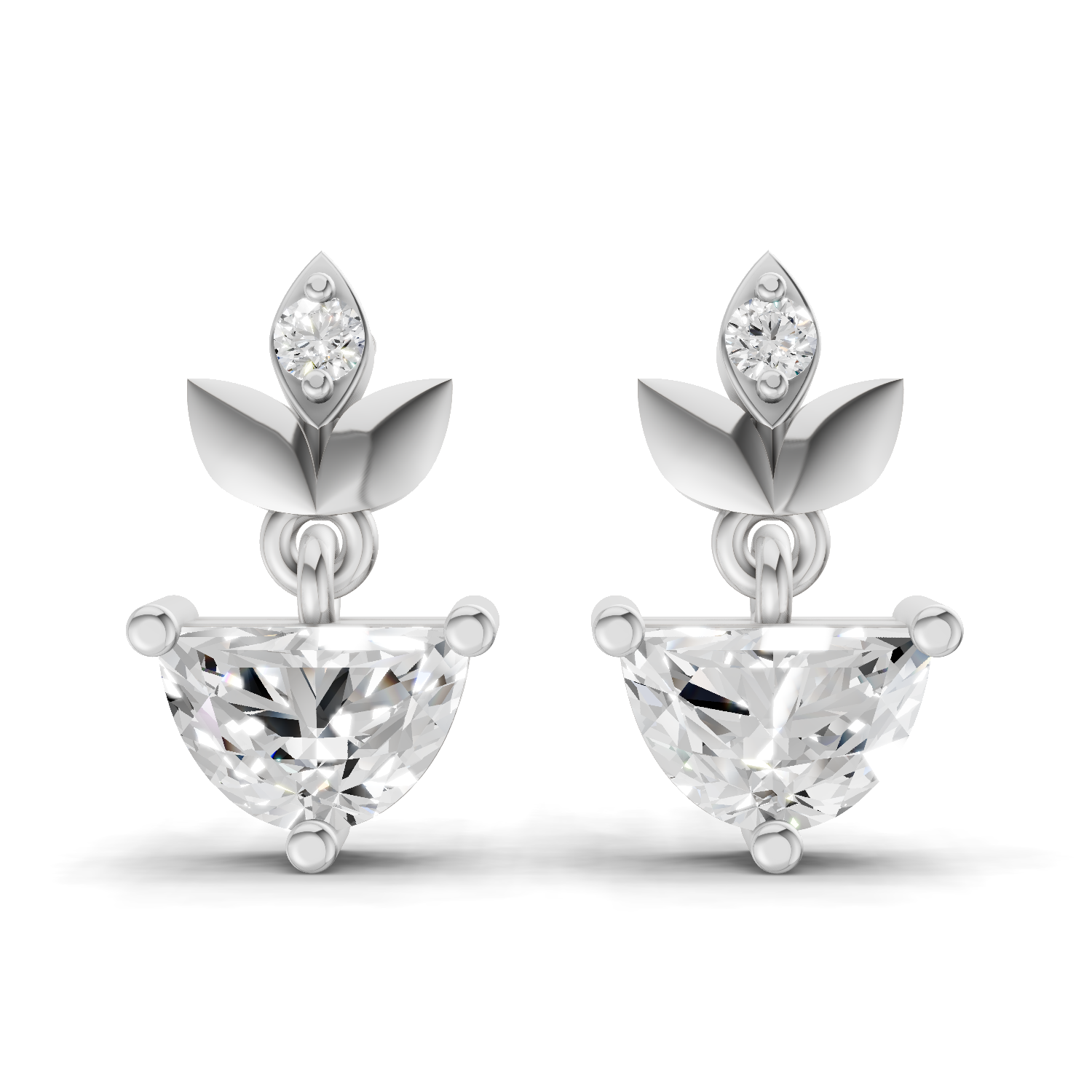 1.07 Carat Luna Leaf Diamond Earrings 14K - White Gold