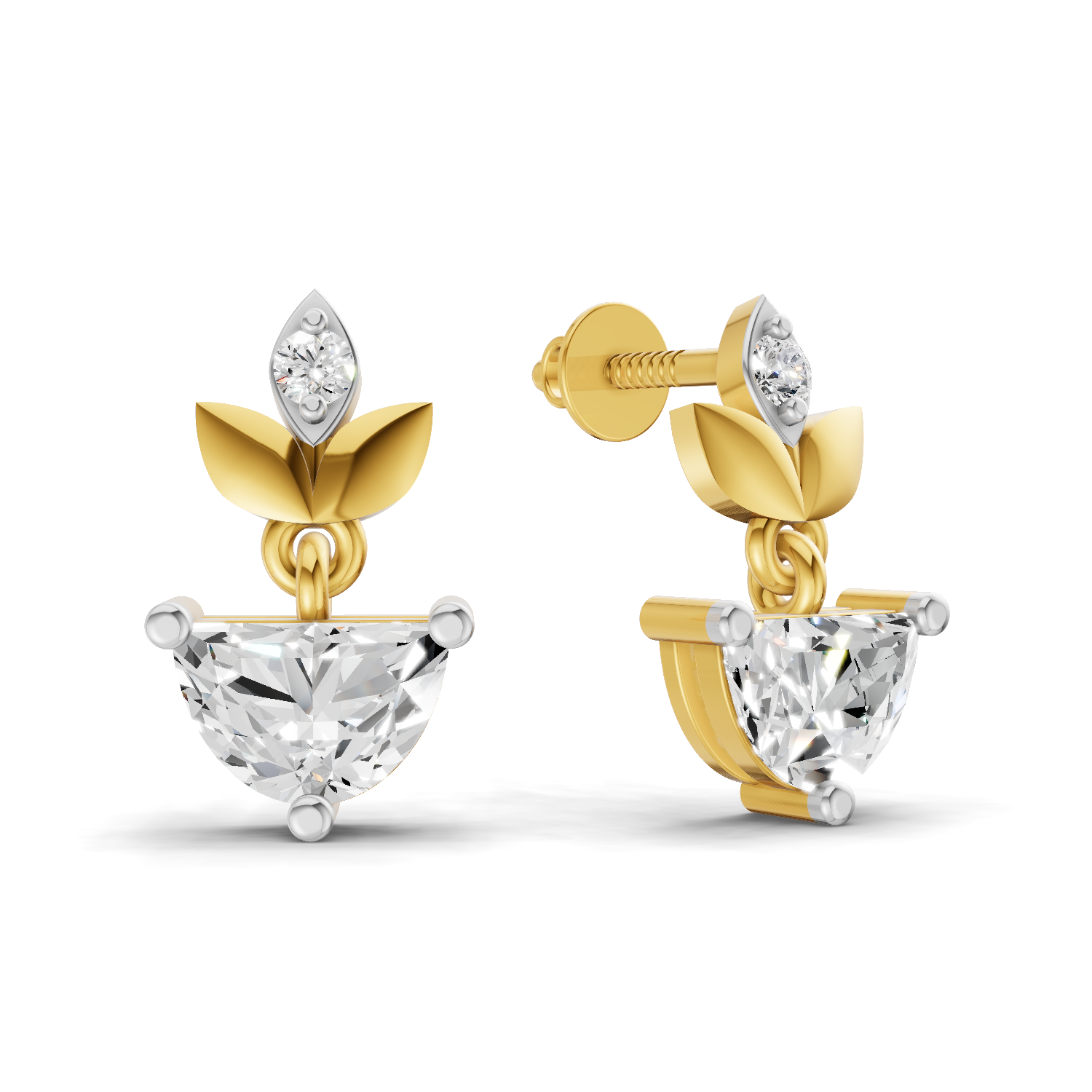 1.07 Carat Luna Leaf Diamond Earrings 14K