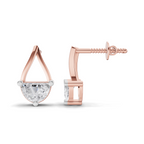 0.88 Carat Teardrop Arc Half-Moon Diamond Earrings 14K - Rose Gold