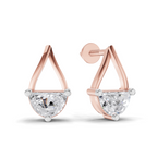 0.88 Carat Teardrop Arc Half-Moon Diamond Earrings 14K - Rose Gold