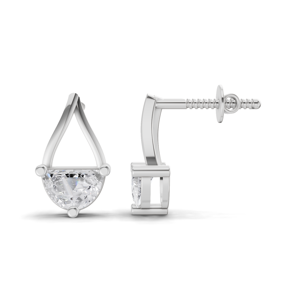 0.88 Carat Teardrop Arc Half-Moon Diamond Earrings 14K - White Gold
