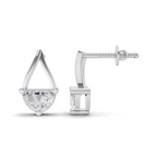 0.88 Carat Teardrop Arc Half-Moon Diamond Earrings 14K - White Gold