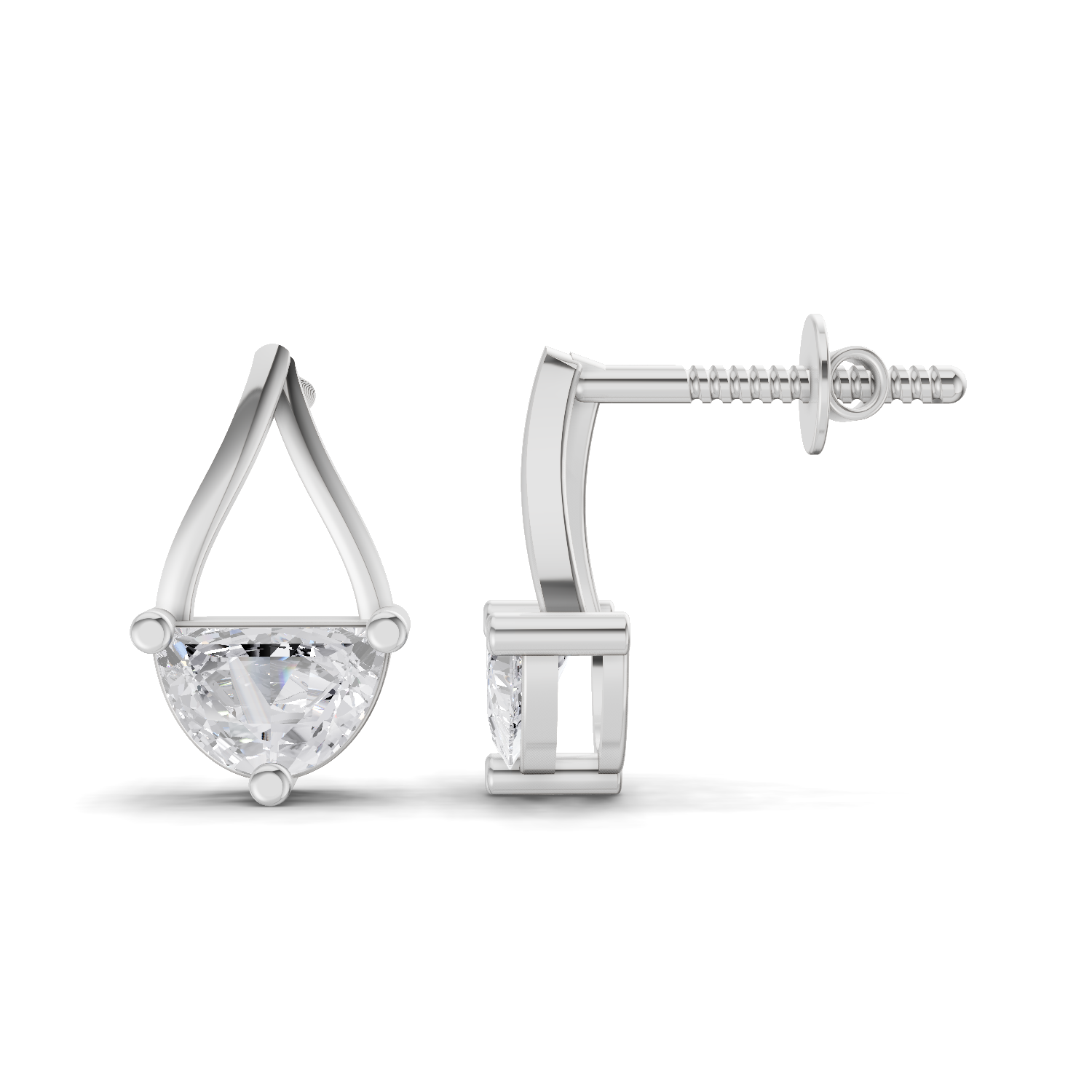 0.88 Carat Teardrop Arc Half-Moon Diamond Earrings 14K - White Gold